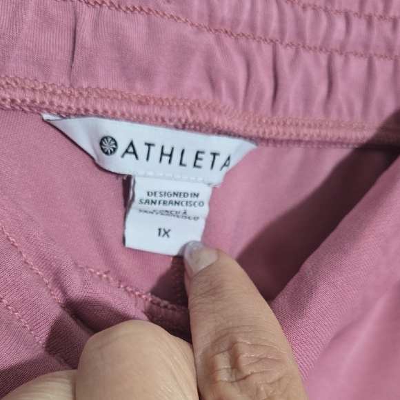 Athleta Dusty Pink Relaxed Athletic Pants Pockets 1X - Picture 2 of 9